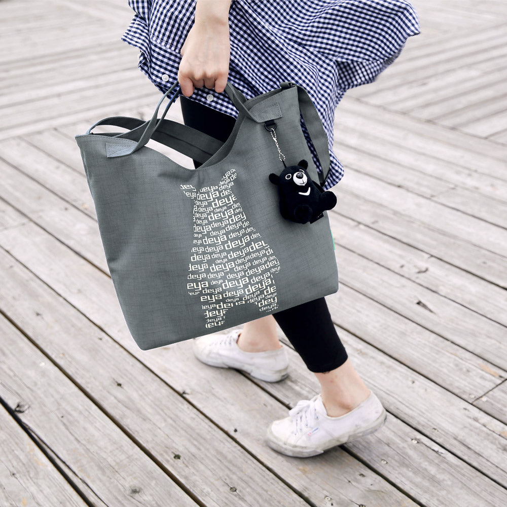 Light Spot Bear Recyled Two-Purpose Tote Bag-gray